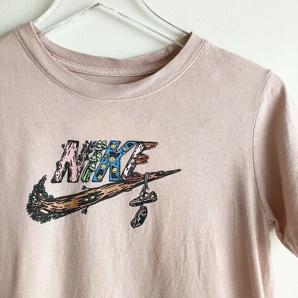 PLS READ Nike Child Size Large T Shirt Halloween Mushroom Smiley Face Tree Eyes